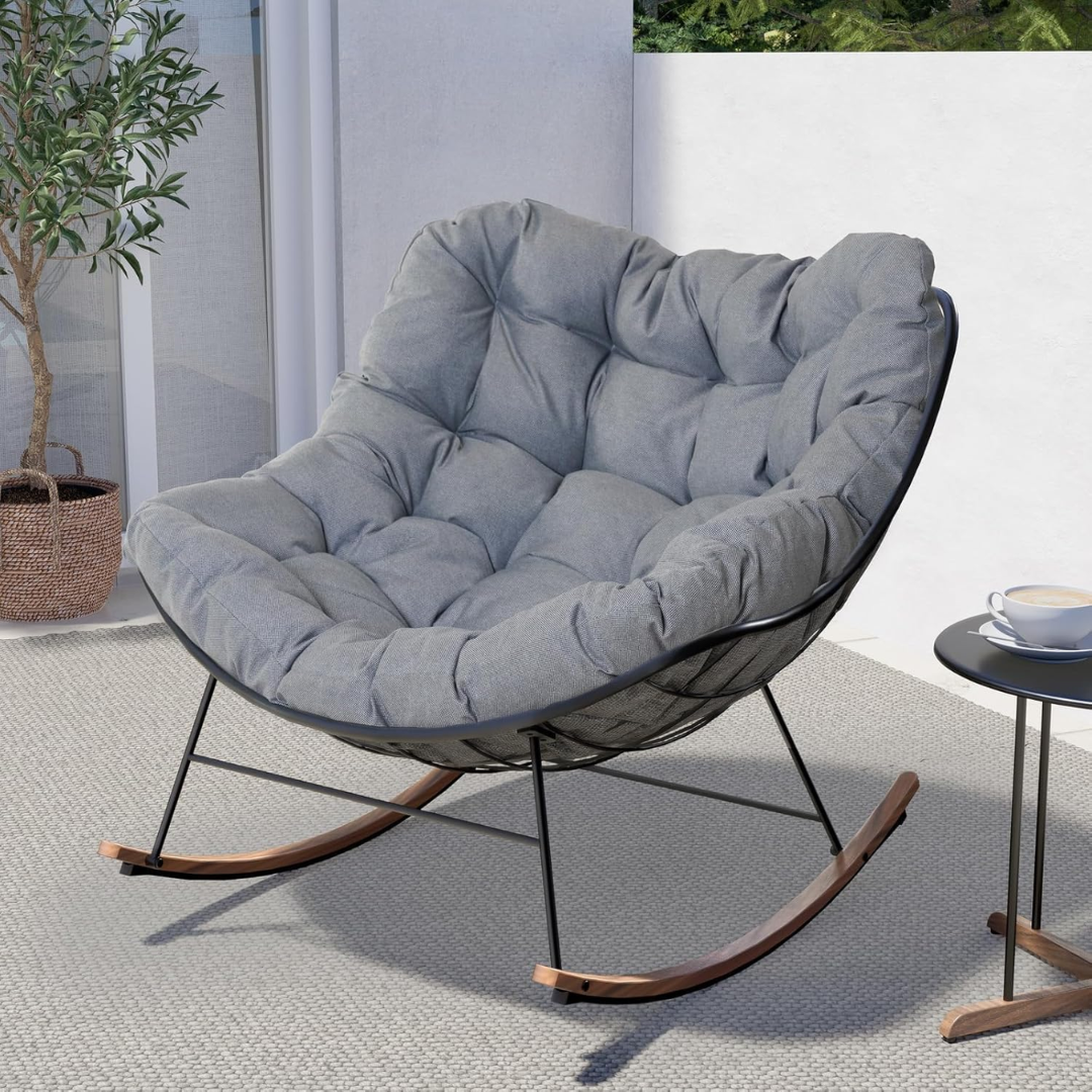 Fauteuil à bascule Papasan gris