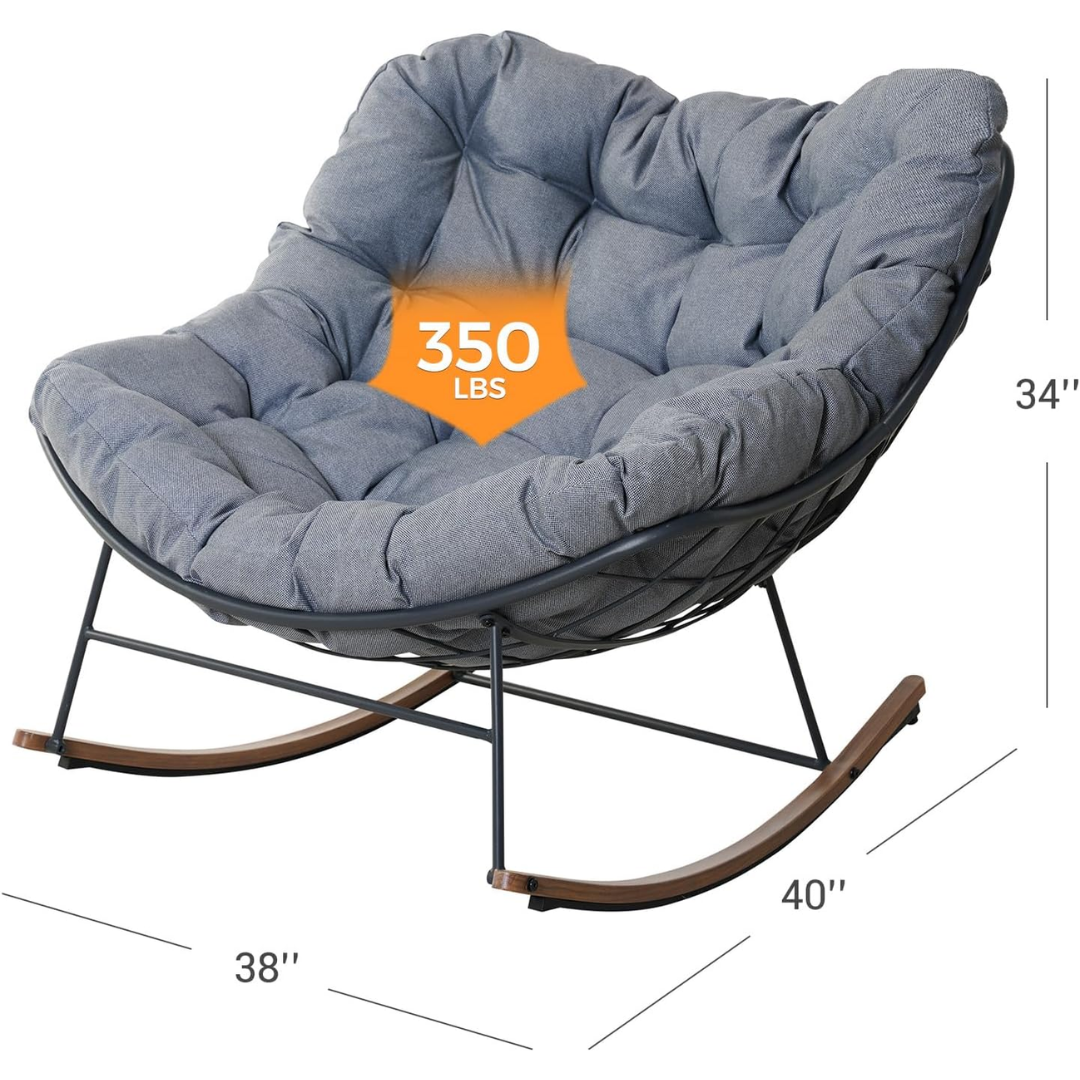 Fauteuil à bascule Papasan gris